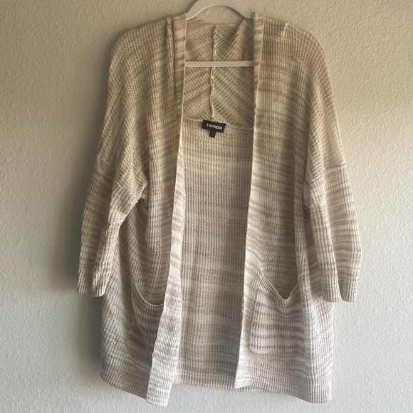 Tan & White Striped Oversized Cardigan - Picture 1 of 2